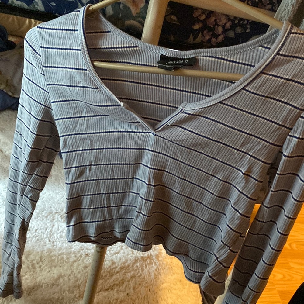 Blue long sleeve crop